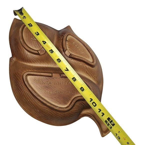 Vintage 1960s - Santa Anita Ware Green Blue Glaze Leaf Divided Nut Snack Dish - Picture 4 of 11